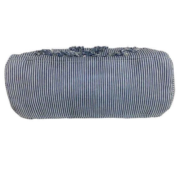 Chanel Striped Chambray Blue & Beige Canvas Tote - Picture 4 of 9
